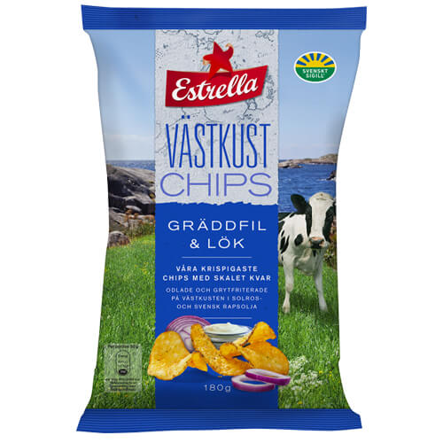 Estrella Västkustchips Gräddfil & Lök 180g(BF:2025-03-18)