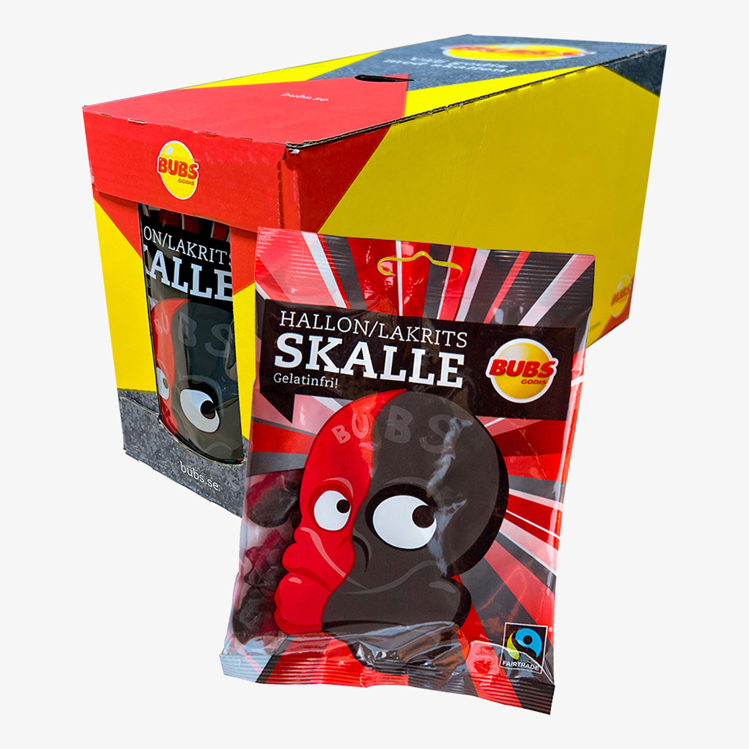 Bubs Hallonlakritsskalle Storpack - 16-pack