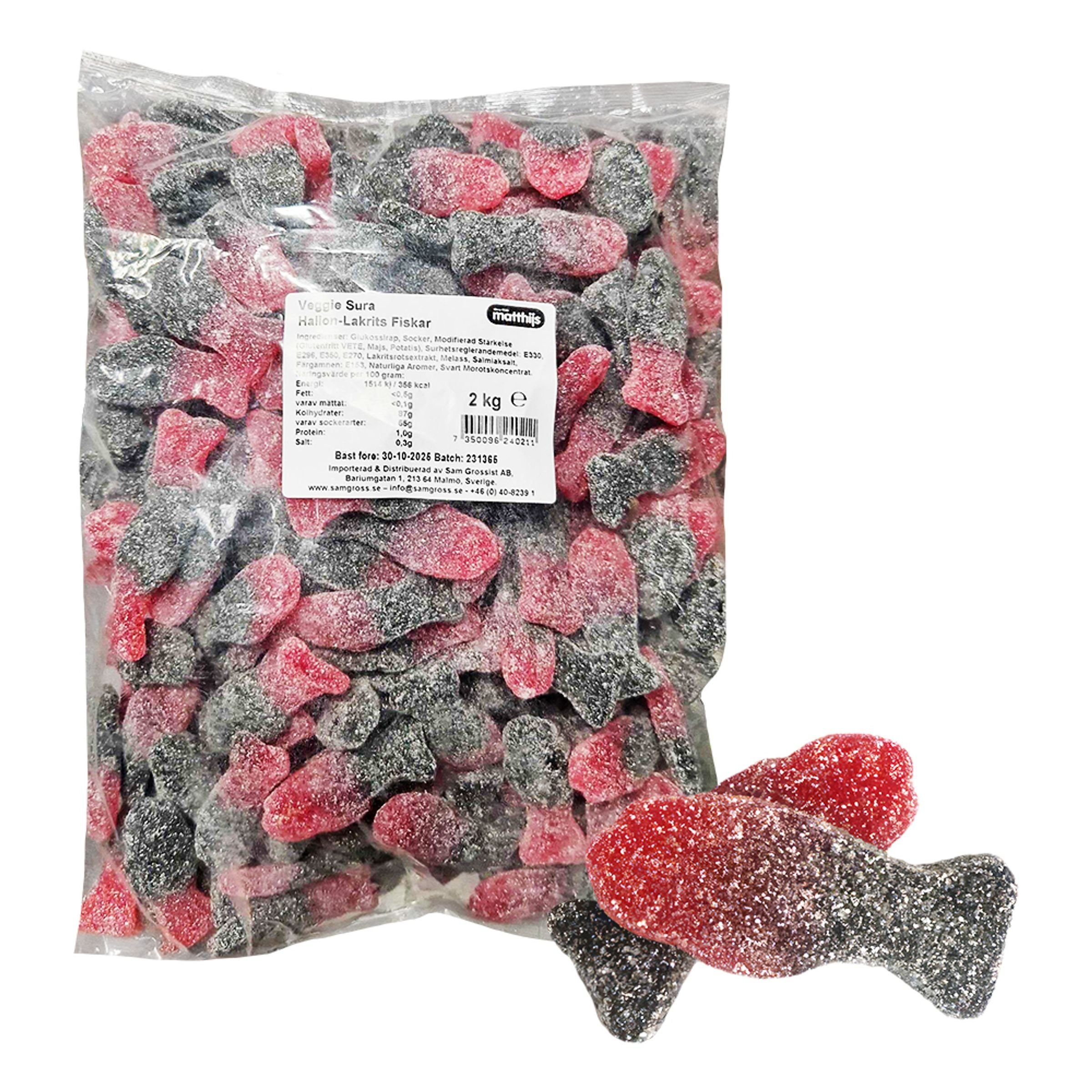 Sura Hallon-Lakritsfiskar Storpack - 2 kg