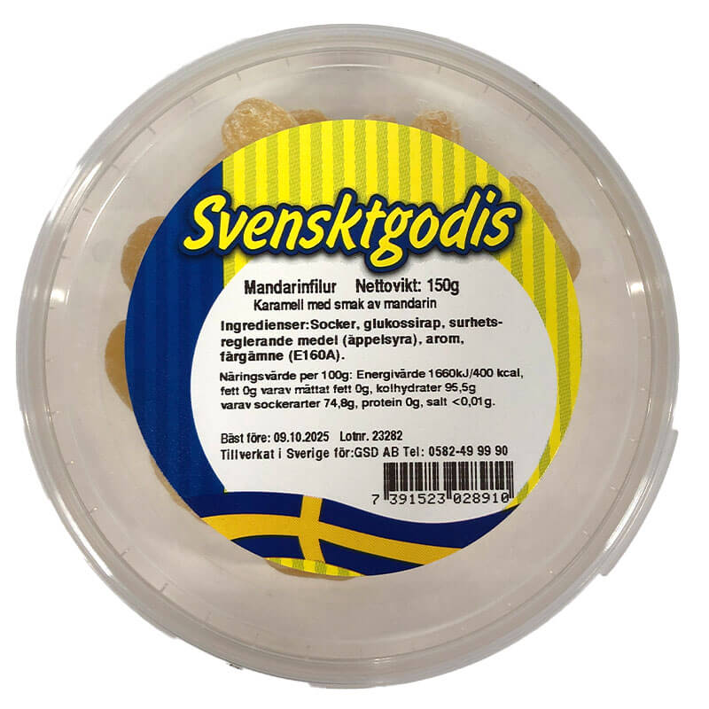 Svenskt Godis Klassiker - Mandarinfilur 150g(BF:2025-10-09)