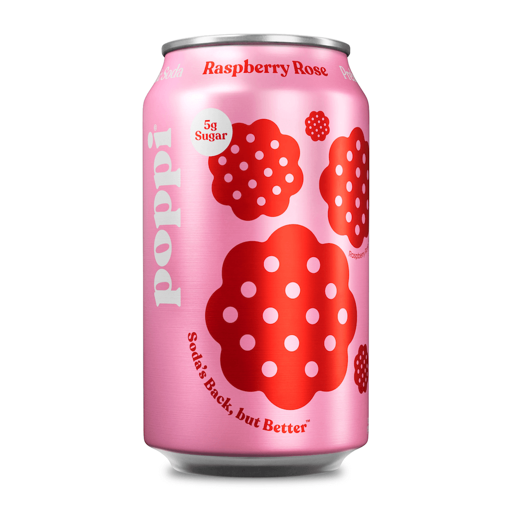Poppi Prebiotic Soda Raspberry Rose 355ml