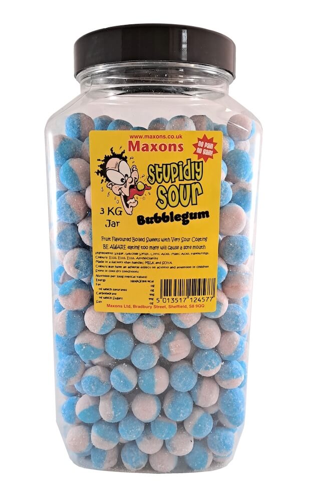 Maxons Stupidly Sour Jar Bubblegum 3kg