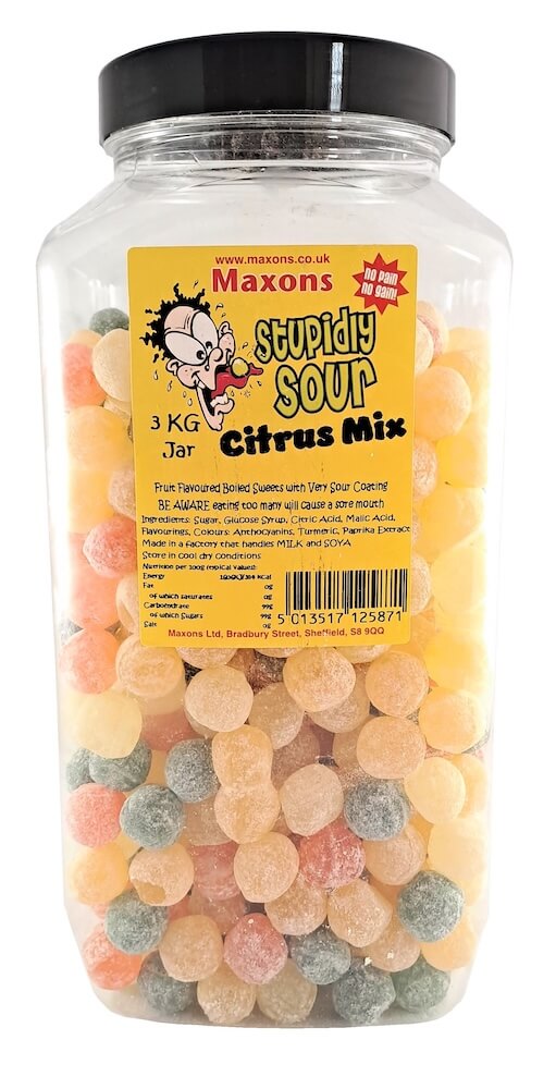 Maxons Stupidly Sour Jar Citrus Mix 3kg