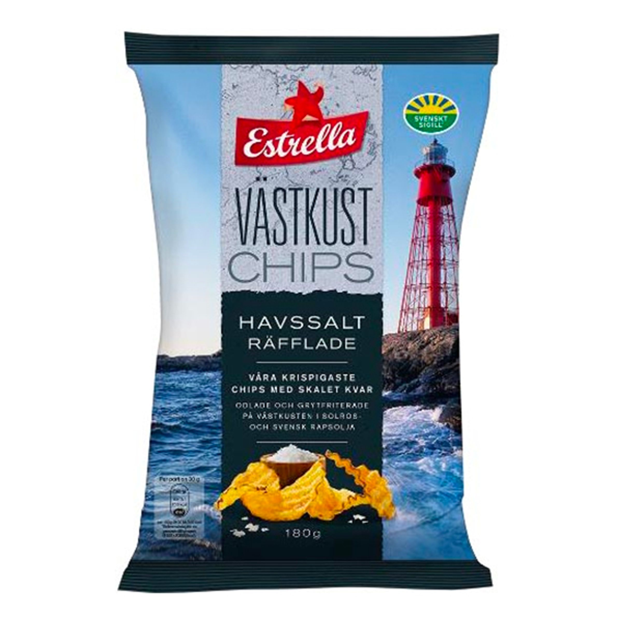Estrella Västkustchips Havssalt Räfflade - 180 gram