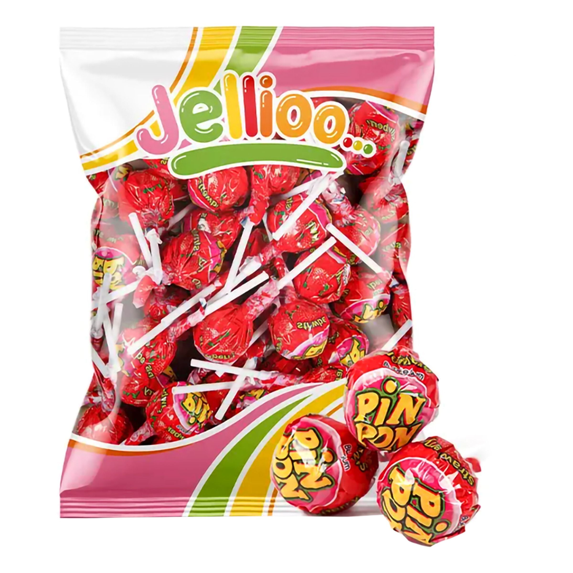 Pin Pon Lollipop Gum Sour Strawberry Storpack - 1 kg