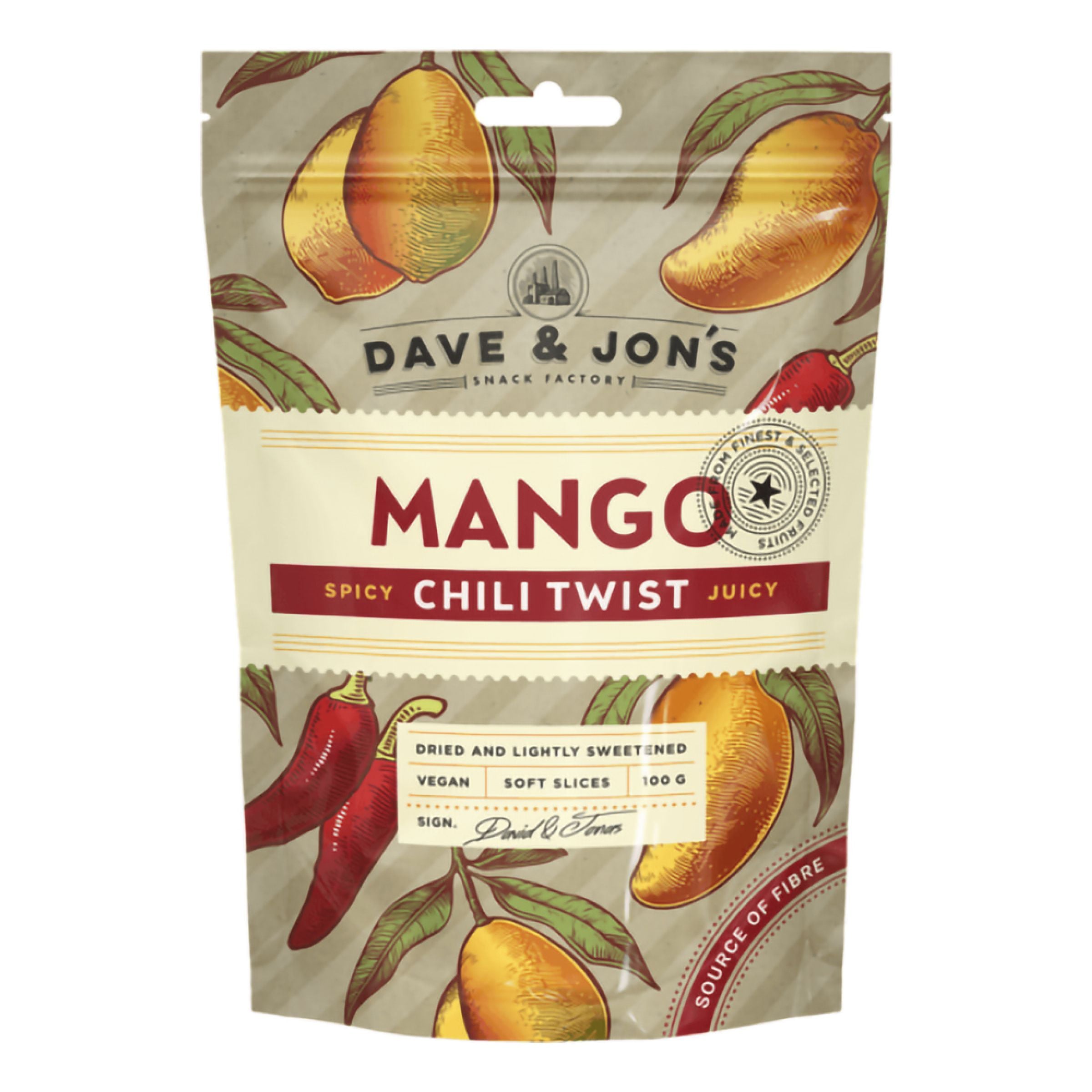 Dave & Jons Torkad Mango Chili Twist - 100 g