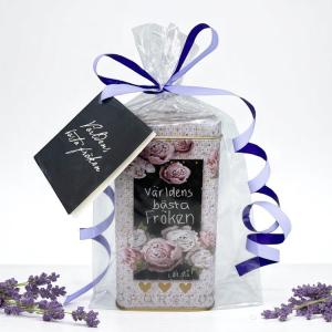 Plåtburk i Cellofan "Världens bästa Fröken" (chokladpraliner)