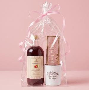 Presentset Mamma, i cellofan (saft, lykta & chokladpraliner) - Presenteriet
